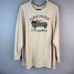 Lane Bryant Cream Sweater with Farm Fresh Pumpkins Design